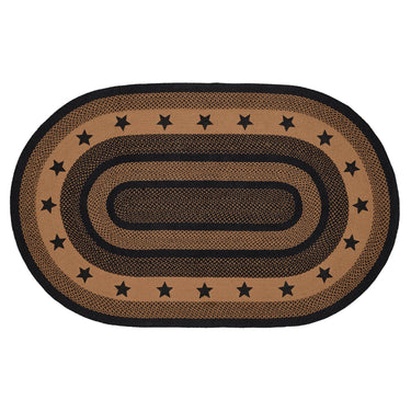 Farmhouse Jute Braided Rug Oval Stencil Stars with Rug Pad 3'x5' VHC Brands - The Fox Decor